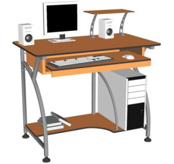 移动式台式电脑桌主机箱音响SU模型下载_sketchup草图大师SKP模型