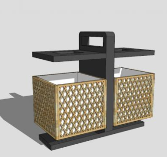 室外中式垃圾箱垃圾桶SU模型下载_sketchup草图大师SKP模型