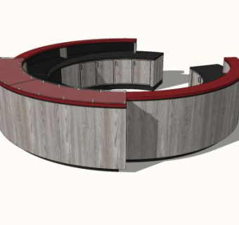 大型圆形接待台SU模型下载_sketchup草图大师SKP模型