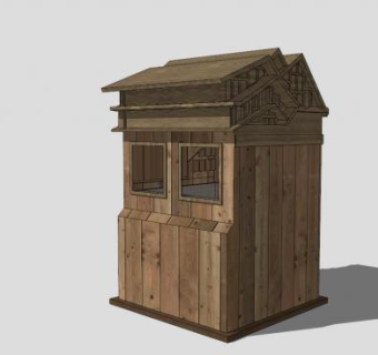 室外新中式废物箱垃圾桶SU模型下载_sketchup草图大师SKP模型