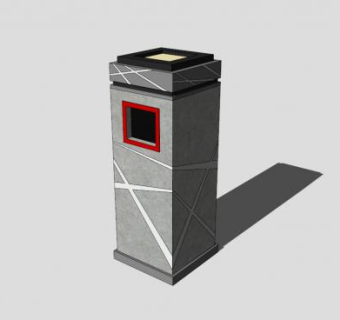 室外中式废物箱垃圾桶SU模型下载_sketchup草图大师SKP模型