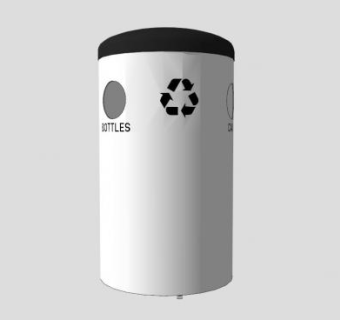 现代白色圆柱体垃圾桶SU模型下载_sketchup草图大师SKP模型