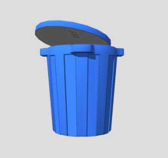 蓝色垃圾桶SU模型下载_sketchup草图大师SKP模型