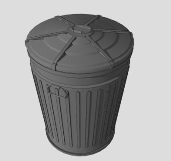 灰色垃圾桶SU模型下载_sketchup草图大师SKP模型