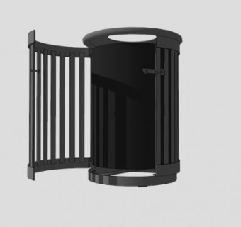 现代黑色垃圾桶SU模型下载_sketchup草图大师SKP模型