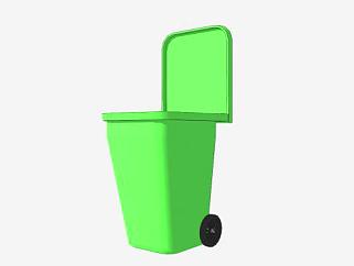 淡绿色垃圾桶SU模型下载_sketchup草图大师SKP模型