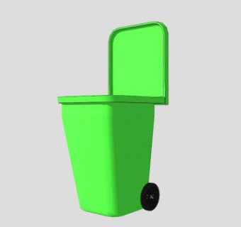 淡绿色垃圾桶SU模型下载_sketchup草图大师SKP模型