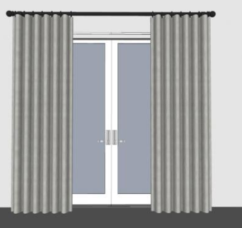窗帘带玻璃门SU模型SU模型下载_sketchup草图大师SKP模型