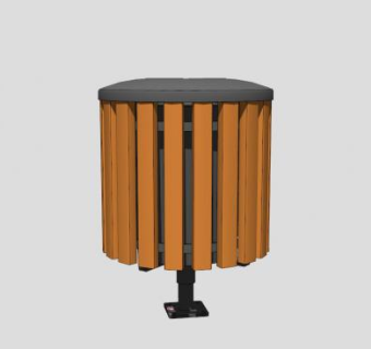 公园木质垃圾桶SU模型下载_sketchup草图大师SKP模型