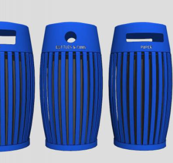 蓝色塑料垃圾桶SU模型下载_sketchup草图大师SKP模型