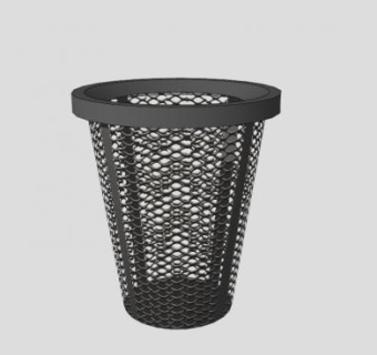 黑色塑料镂空垃圾桶SU模型下载_sketchup草图大师SKP模型