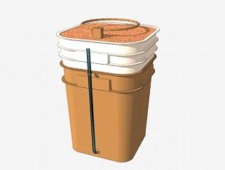 橙色塑料垃圾桶SU模型下载_sketchup草图大师SKP模型