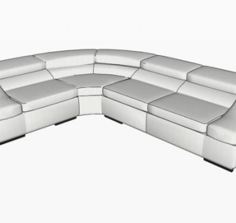 现代半弧形皮革沙发家具SU模型下载_sketchup草图大师SKP模型