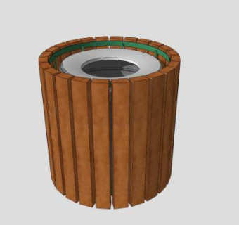 木质垃圾桶SU模型下载_sketchup草图大师SKP模型