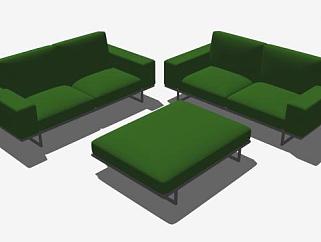 纯绿色沙发家具茶几SU模型下载_sketchup草图大师SKP模型