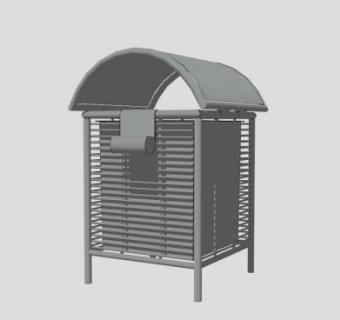 现代铁质垃圾桶SU模型下载_sketchup草图大师SKP模型