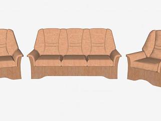 三座和单座的沙发家具SU模型下载_sketchup草图大师SKP模型