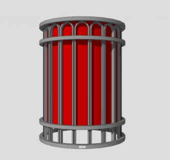 现代红色垃圾箱垃圾桶SU模型下载_sketchup草图大师SKP模型