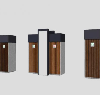 四个现代垃圾桶SU模型下载_sketchup草图大师SKP模型