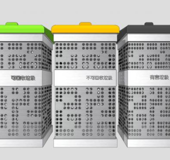 现代分类垃圾桶SU模型下载_sketchup草图大师SKP模型