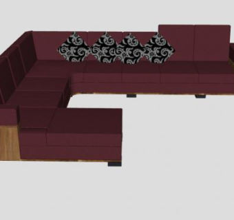 多人坐沙发家具SU模型下载_sketchup草图大师SKP模型