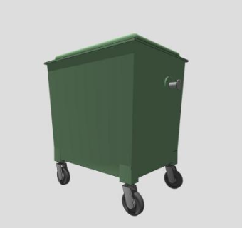 灰绿色垃圾桶SU模型下载_sketchup草图大师SKP模型