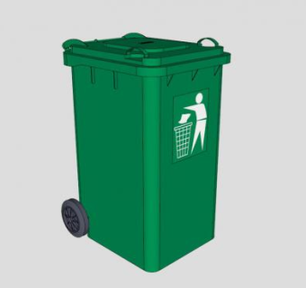 绿色垃圾桶SU模型下载_sketchup草图大师SKP模型