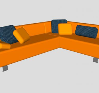 橙色现代简易沙发L型SU模型下载_sketchup草图大师SKP模型