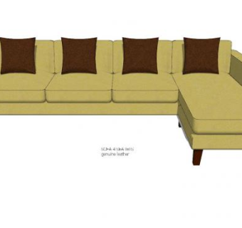 米色L型沙发家具SU模型下载_sketchup草图大师SKP模型