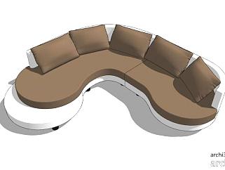 现代<em>脚</em>型沙发家具SU模型下载_sketchup草图大师SKP模型
