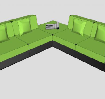 绿黑色现代沙发转角家具SU模型下载_sketchup草图大师SKP模型