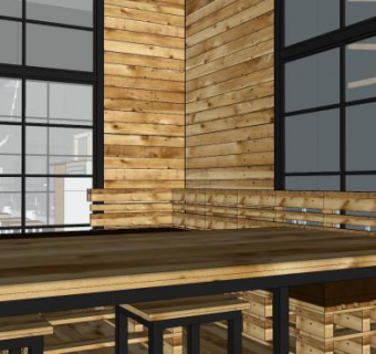 咖啡屋和理发店SU模型下载_sketchup草图大师SKP模型