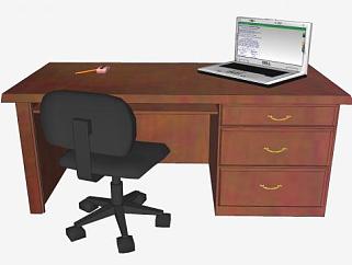 木质办公桌<em>书桌</em>电脑桌旋转椅SU模型下载_sketchup草图...