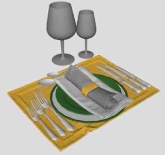 欧式西方餐具酒杯刀叉SU模型下载_sketchup草图大师SKP模型