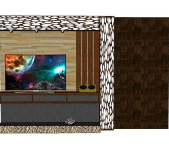 现代电视墙电视柜SU模型下载_sketchup草图大师SKP模型