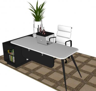 现代电脑桌办公桌椅家具SU模型下载_sketchup草图大师SKP模型