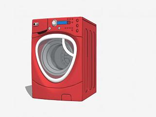 红色波轮洗衣机SU模型下载_sketchup草图大师SKP模型