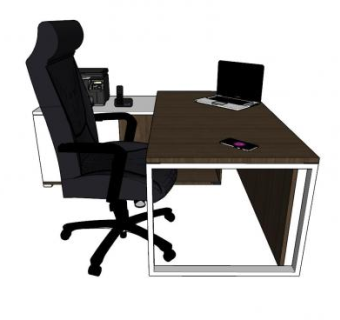 办公桌椅电脑设备SU模型下载_sketchup草图大师SKP模型