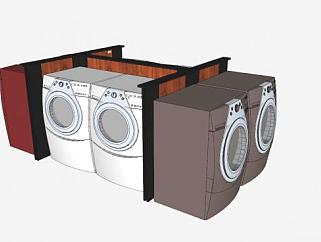 多款颜色的滚筒洗衣机SU模型下载_sketchup草图大师SKP模型