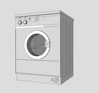 家用白色滚筒洗衣机SU模型下载_sketchup草图大师SKP模型