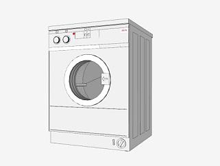 家用白色滚筒洗衣机SU模型下载_sketchup草图大师SKP模型