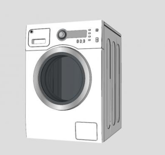 白色家用滚筒洗衣机SU模型下载_sketchup草图大师SKP模型