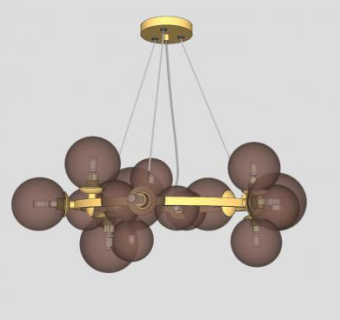 球形装饰小吊灯灯具SU模型下载_sketchup草图大师SKP模型