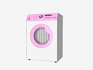 粉色滚筒式洗衣机SU模型下载_sketchup草图大师SKP模型