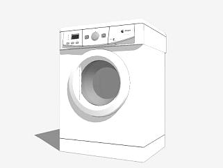 家用白色款滚筒式洗衣机SU模型下载_sketchup草图大师...