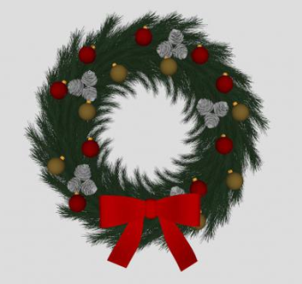 白色松果装饰品圣诞花环SU模型下载_sketchup草图大师SKP模型