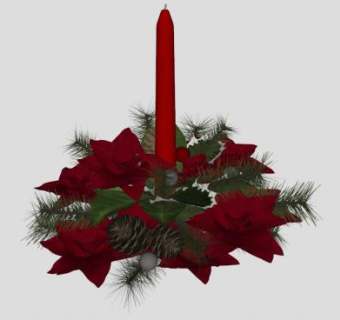 松枝 松果 圣诞蜡烛圣诞物品SU模型下载_sketchup草图大师SKP模型