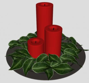 圣诞蜡烛和冬青叶子SU模型下载_sketchup草图大师SKP模型