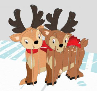 麋鹿木制品摆件装饰陈设品SU模型下载_sketchup草图大师SKP模型