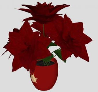 圣诞节圣诞花一品红花瓶SU模型下载_sketchup草图大师SKP模型